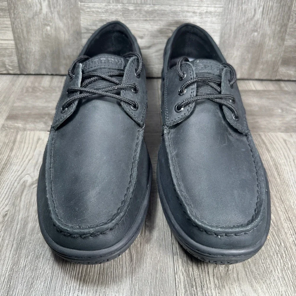 Sperry Billfish Boat Shoes Mens 12 Black Leather Casual Nautical NEW